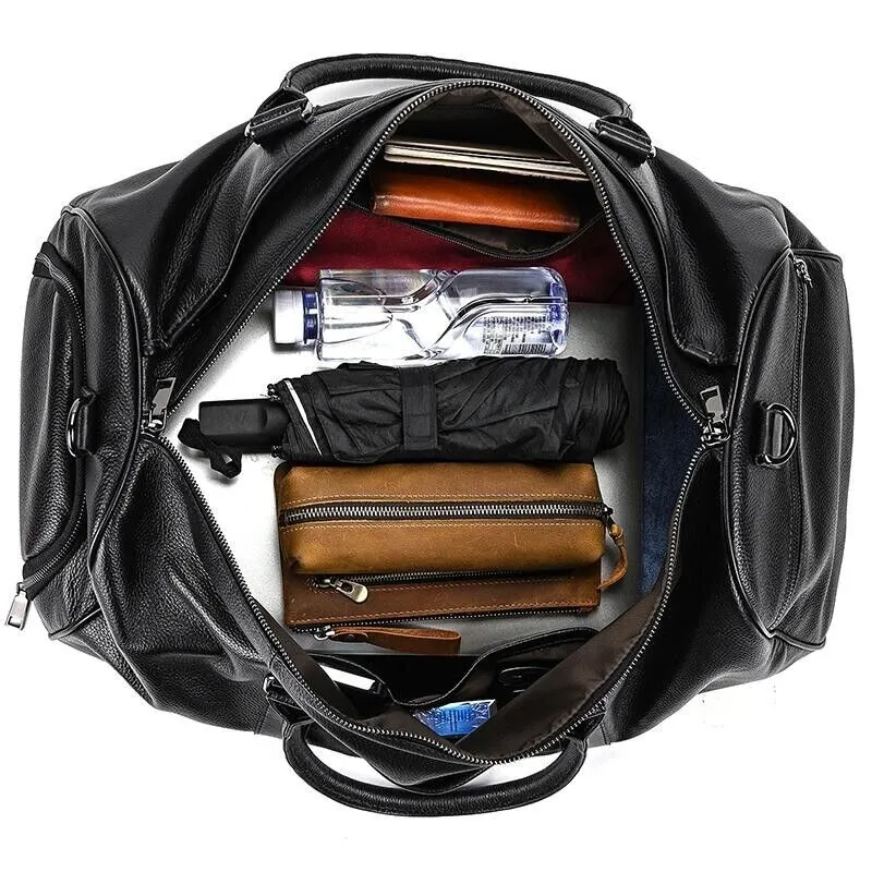 100% Genuine Leather Travel Weekender Bag