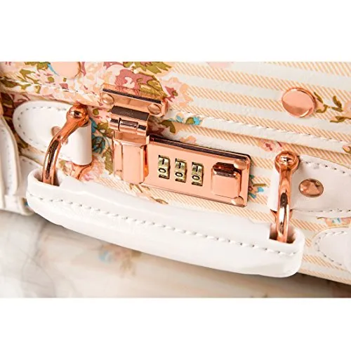 13 Inch Pu Leather Small Suitcase Floral Decorative Box With Straps For Women