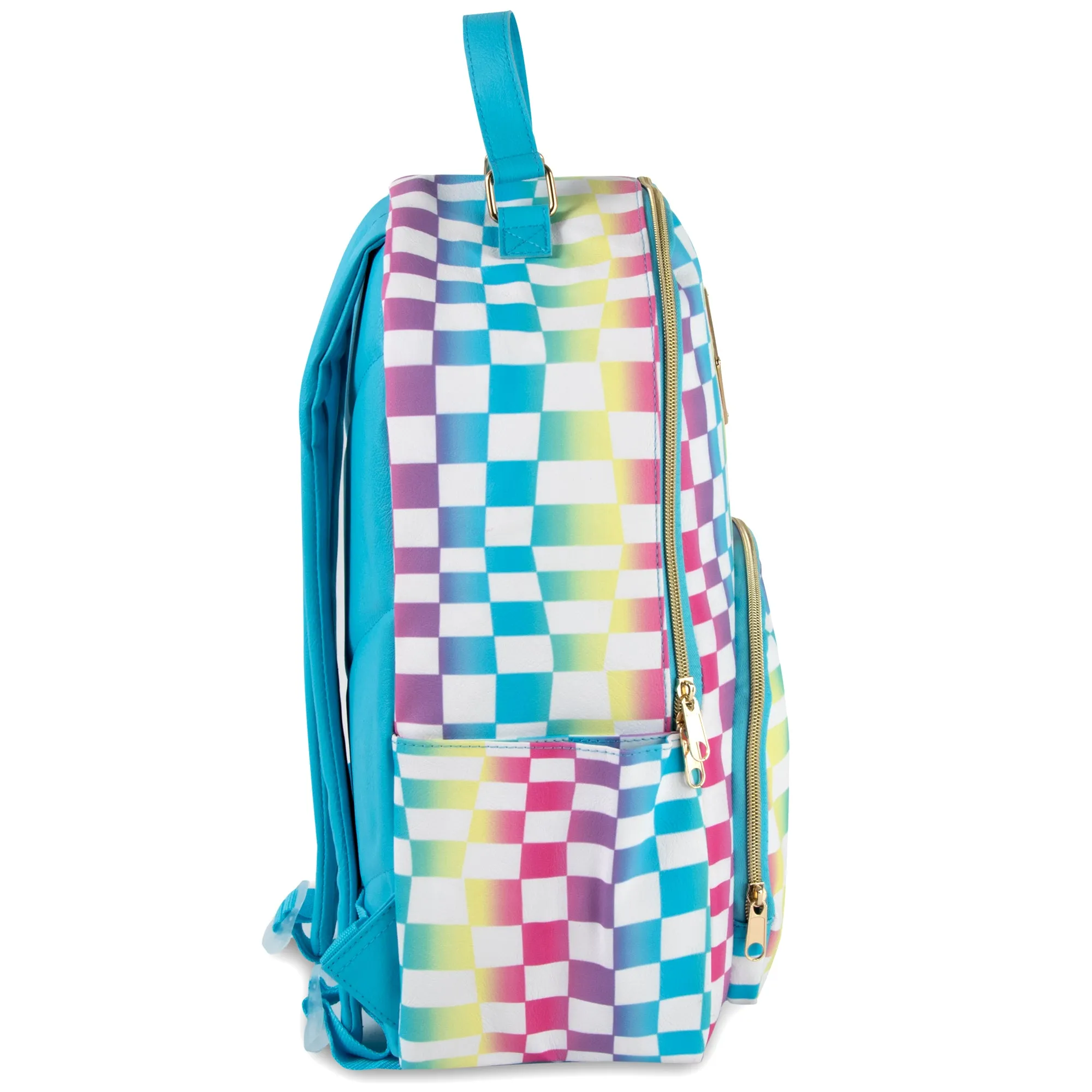 17-Inch Printed Vinyl Backpack - Rainbow Checkered