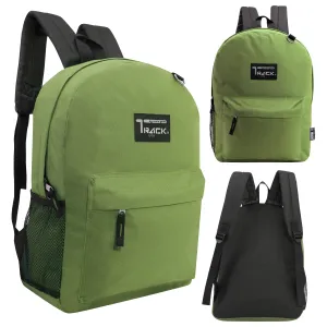 17" Bulk Classic Olive Backpack - Wholesale Case of 24 Bookbags