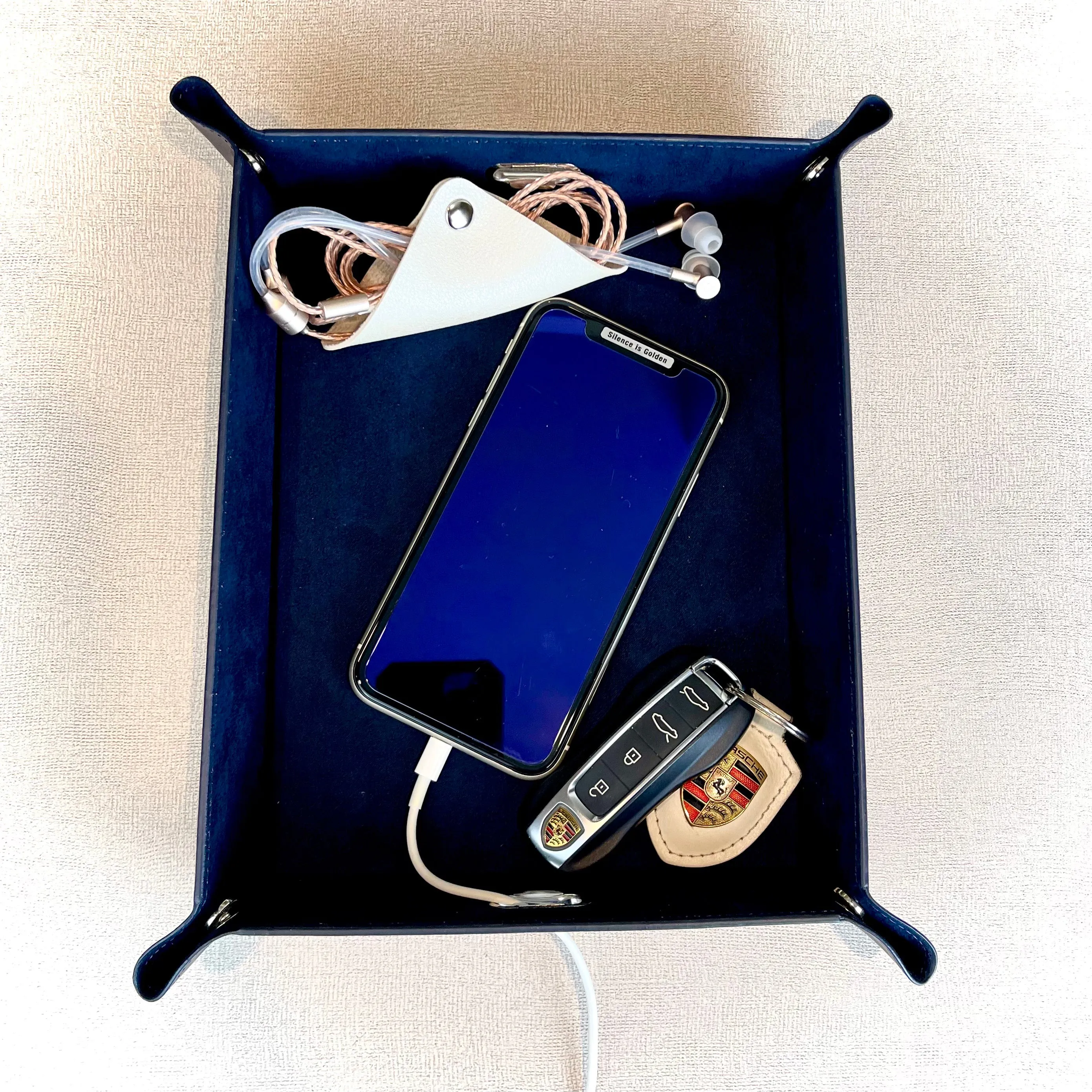 A Lovely Leather Basket Caddy To Charge Your Phone •Beautiful, Organized and Safe