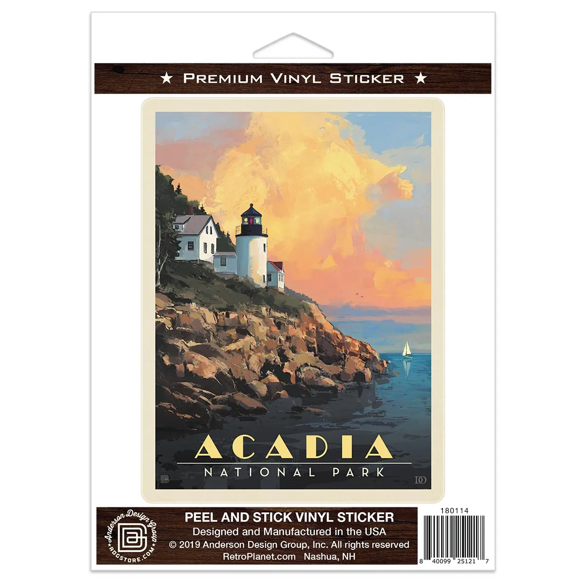 Acadia National Park Maine Lighthouse Vinyl Sticker