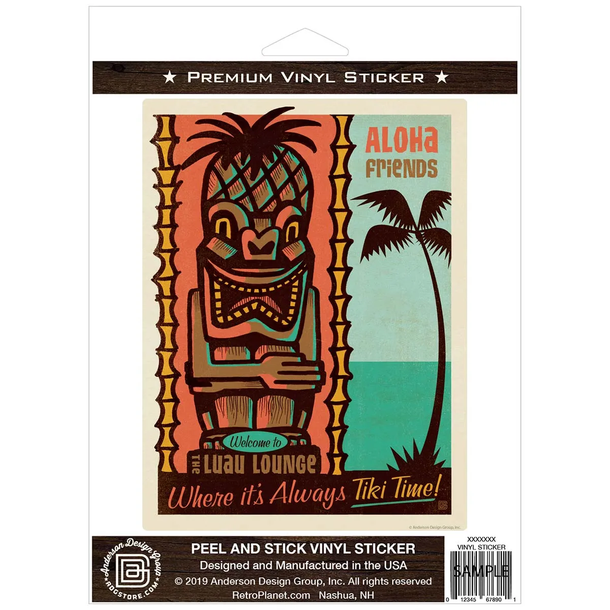 Aloha Friends Tiki Time Lounge Vinyl Sticker