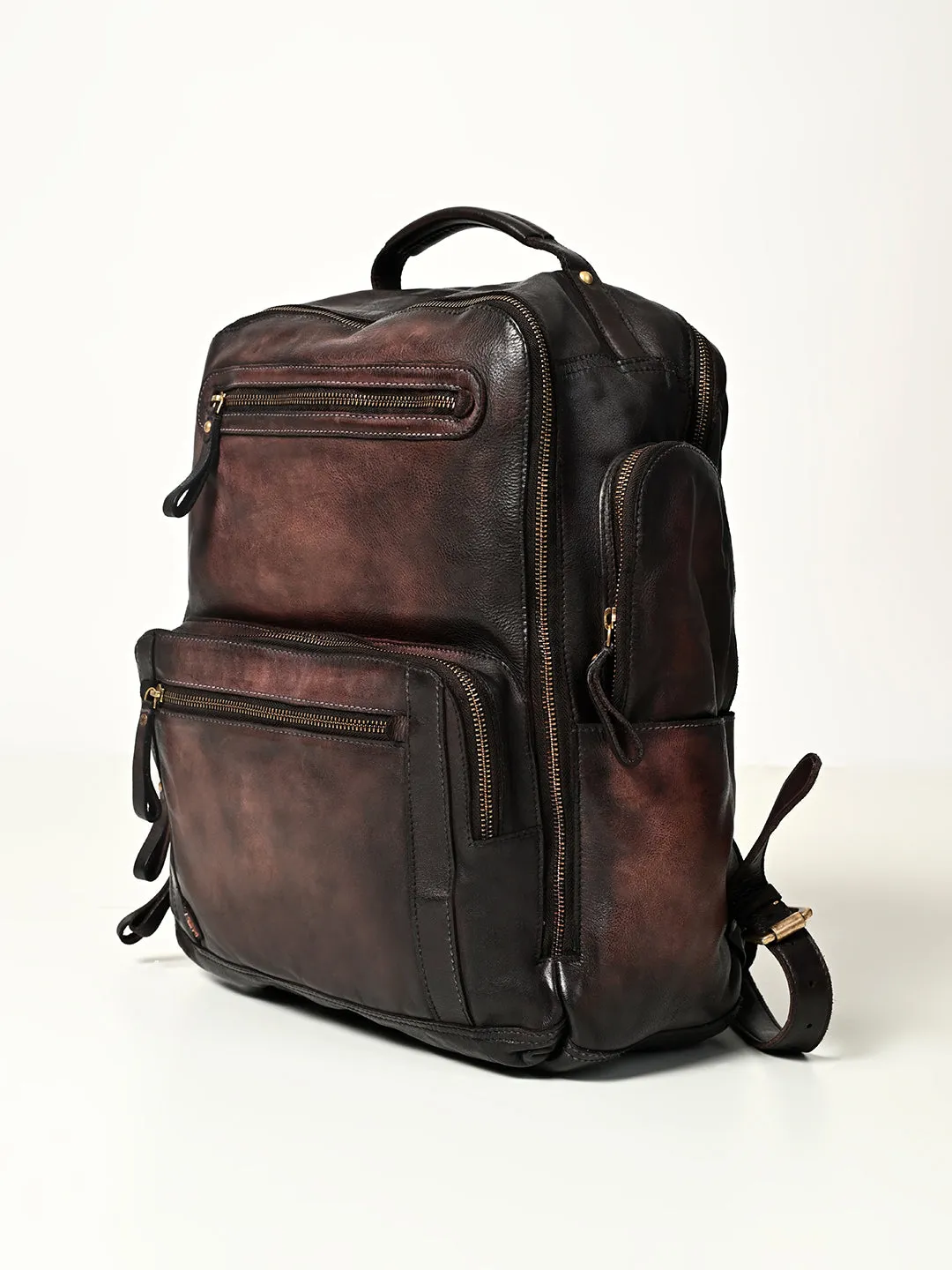 Art N Vintage Slider : Real Leather Brown Backpack