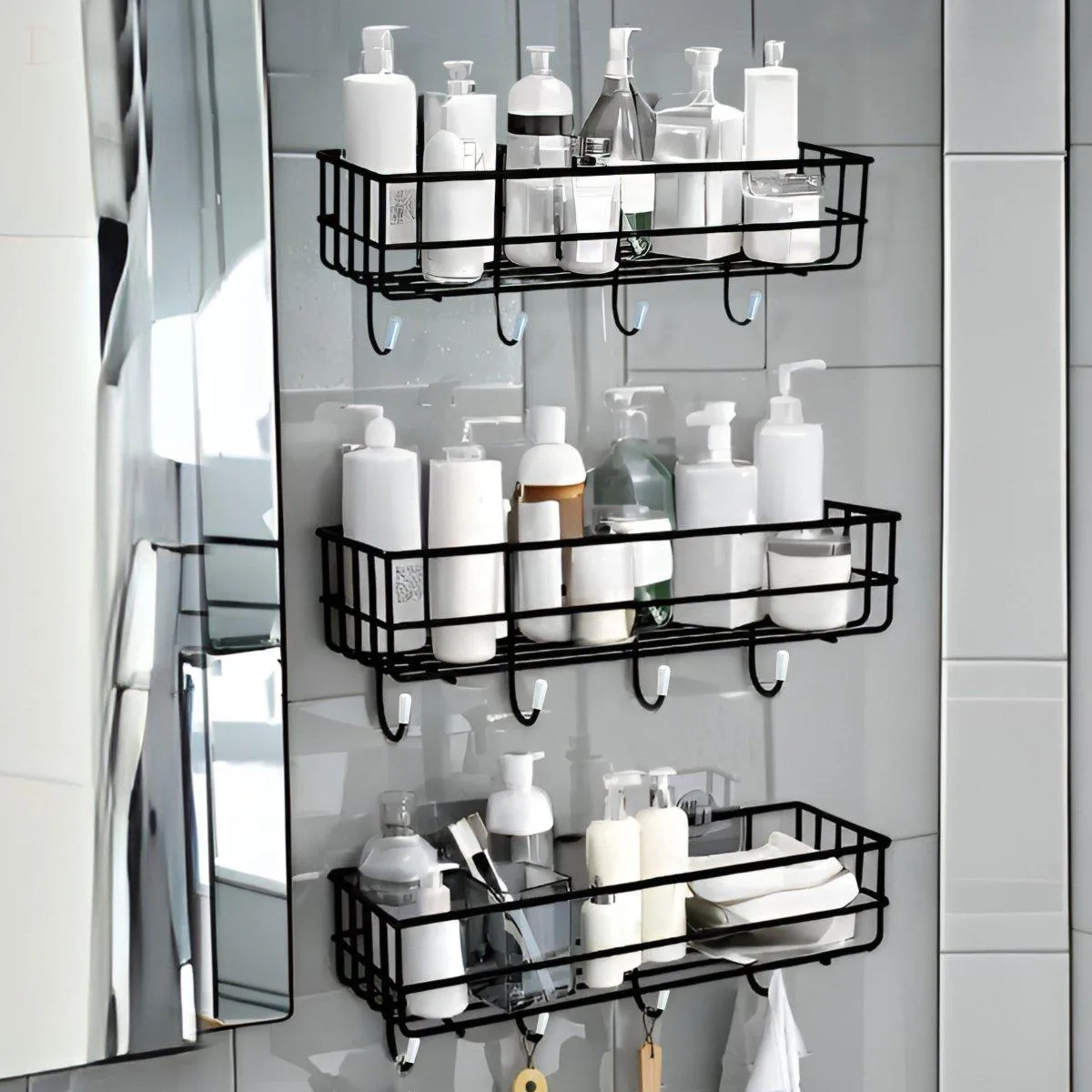 Bathroom Shelves Kitchen Multipurpose Rack with 4 Hook