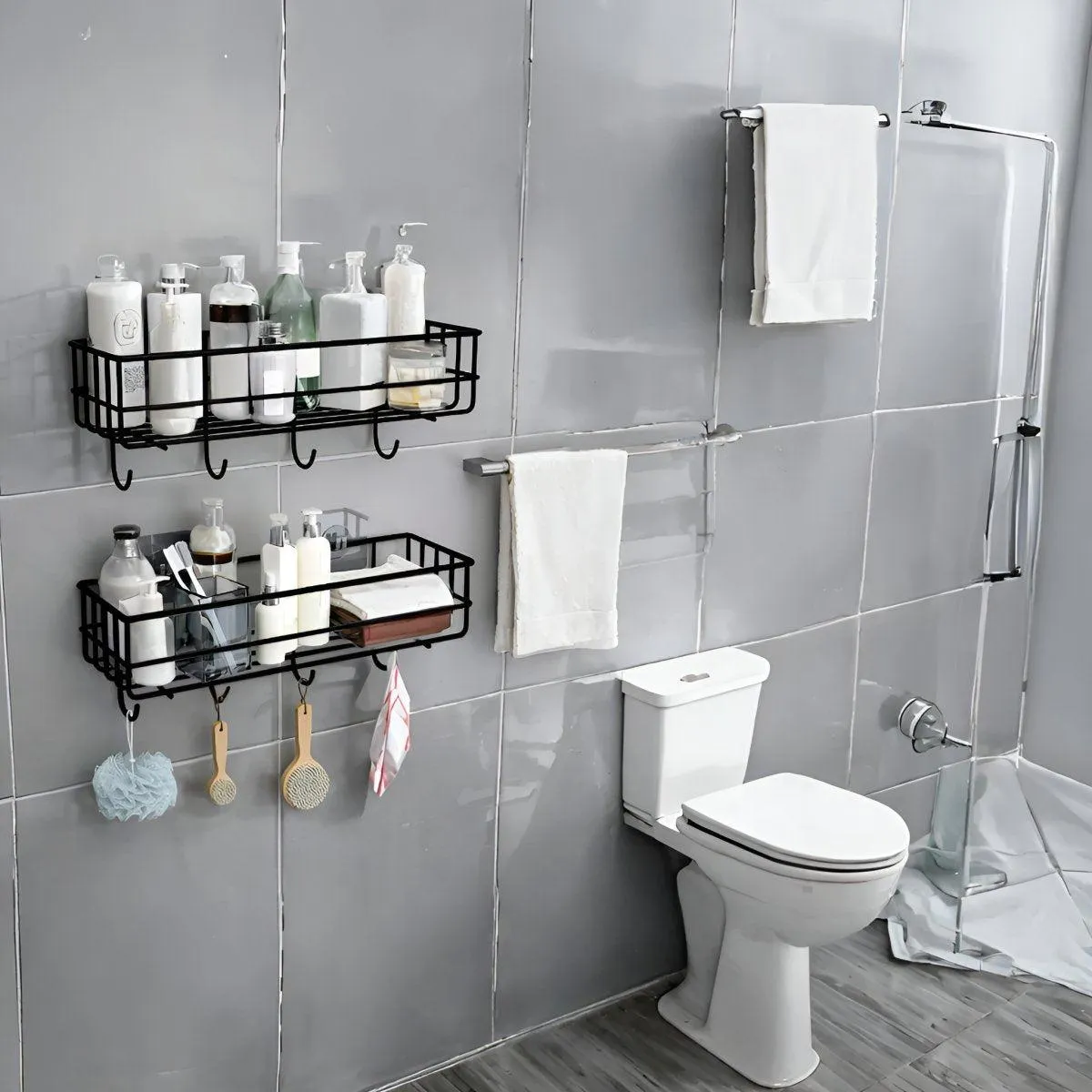 Bathroom Shelves Kitchen Multipurpose Rack with 4 Hook