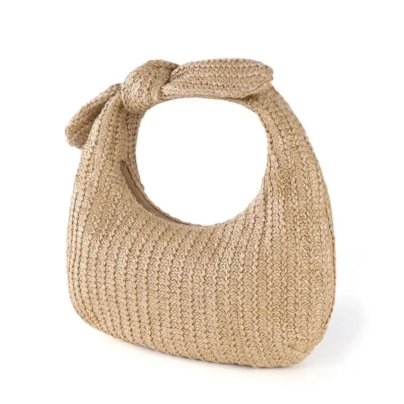 Bow Style Straw Clutch Handbag