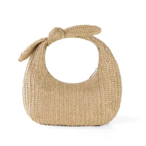 Bow Style Straw Clutch Handbag