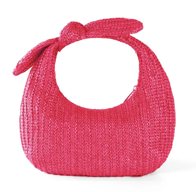 Bow Style Straw Clutch Handbag