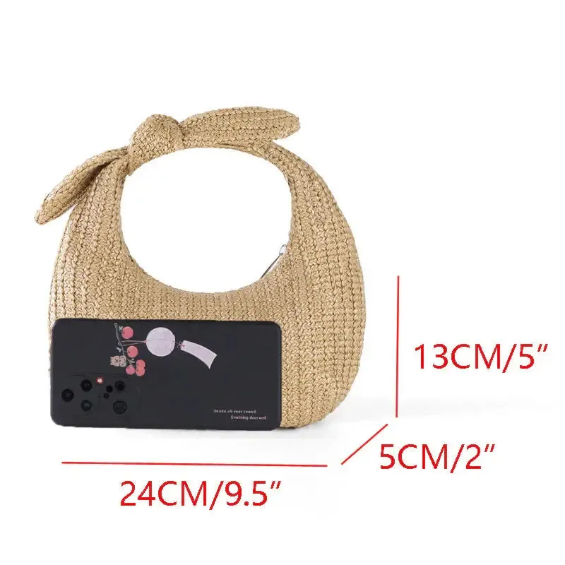 Bow Style Straw Clutch Handbag