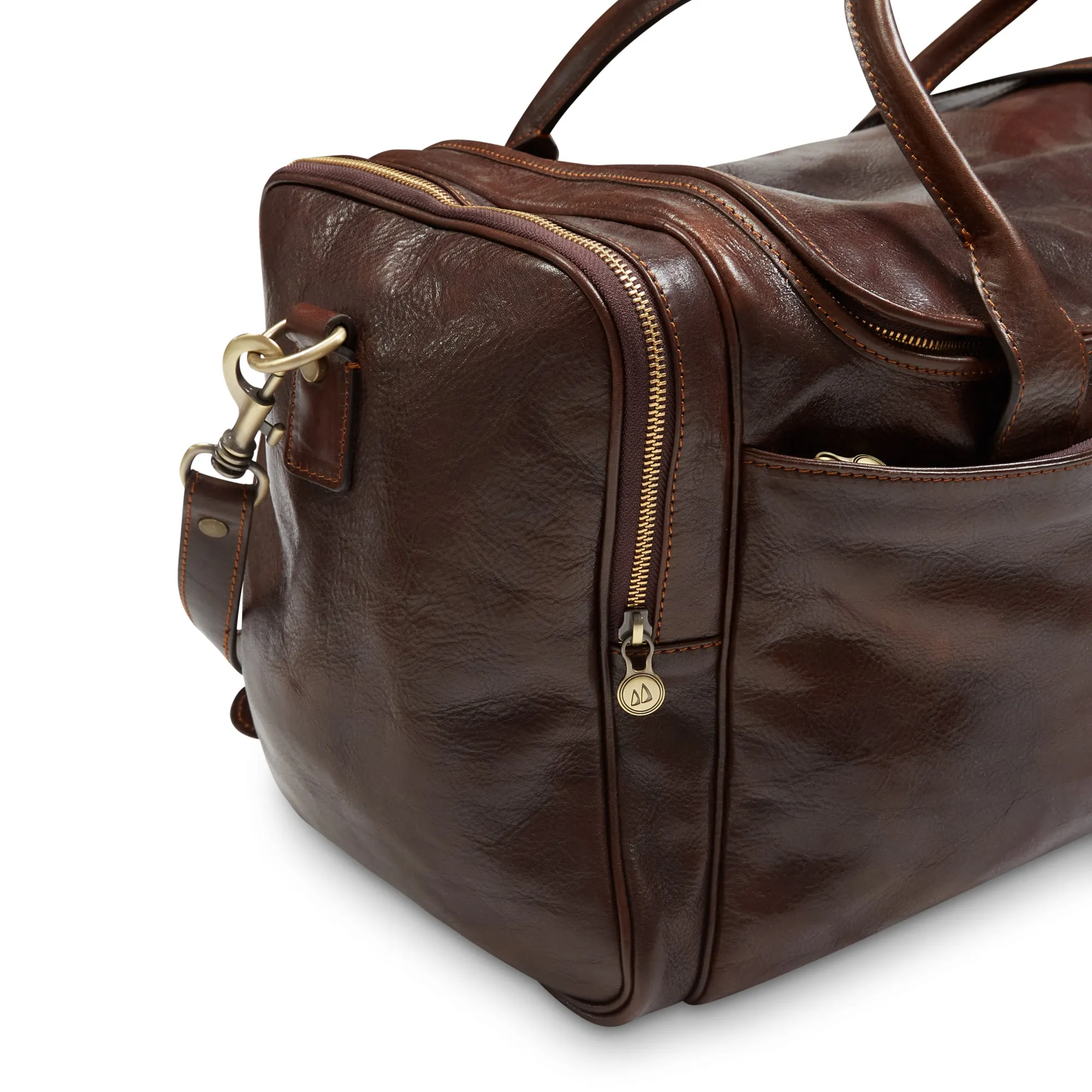 Burrows & Hare Italian Leather Weekend Bag - Dark Tan