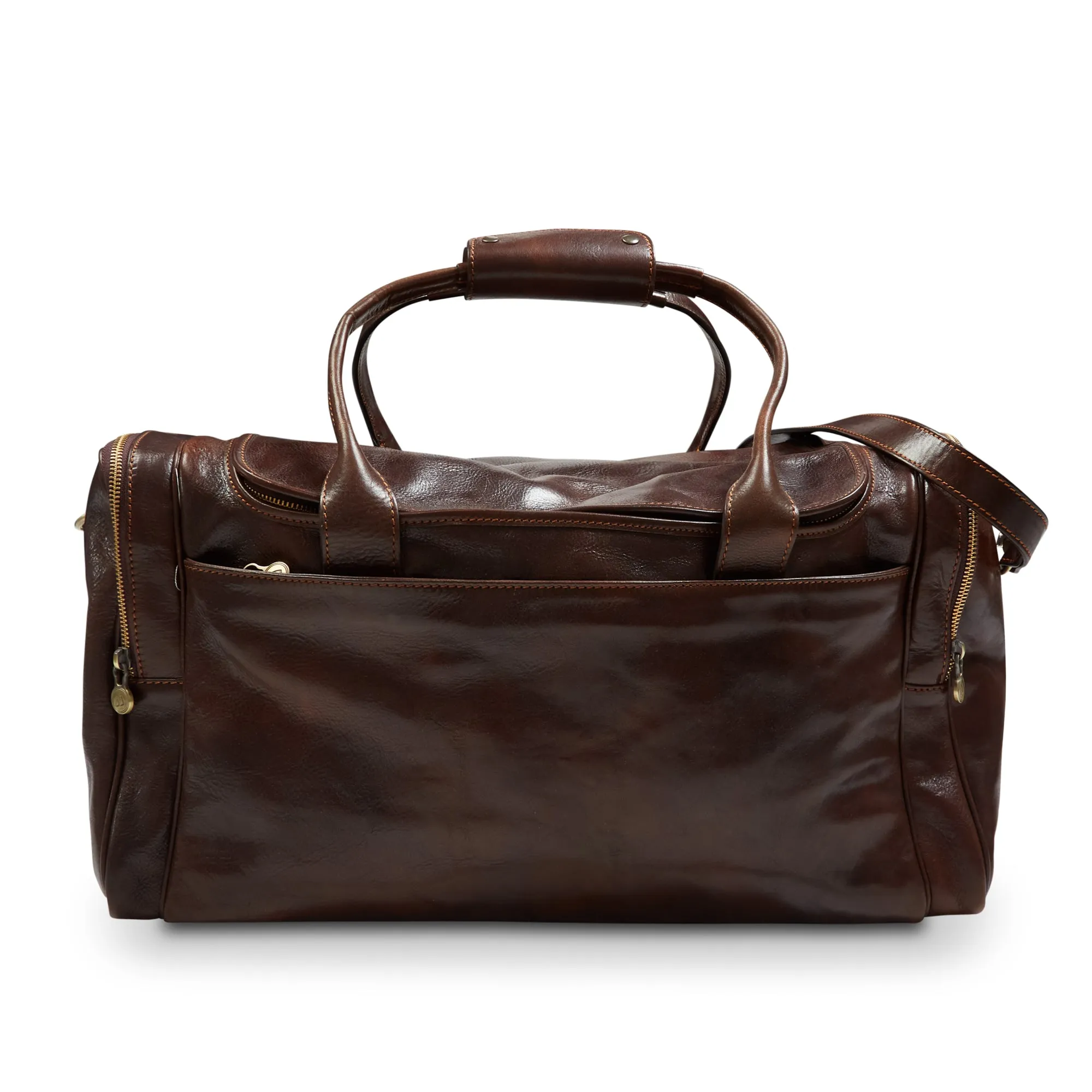 Burrows & Hare Italian Leather Weekend Bag - Dark Tan