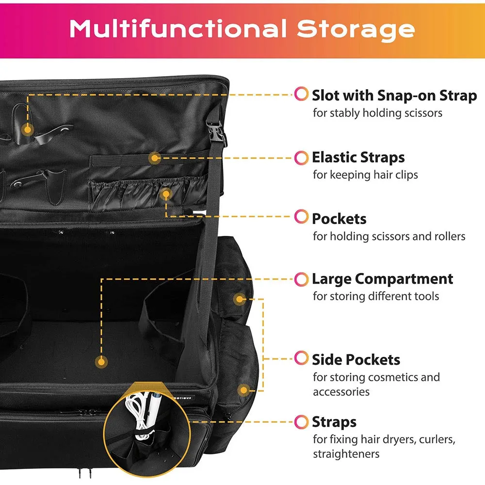 Byootique Hairdresser Suitcase on Wheels for Hairstylist Makeup Artist