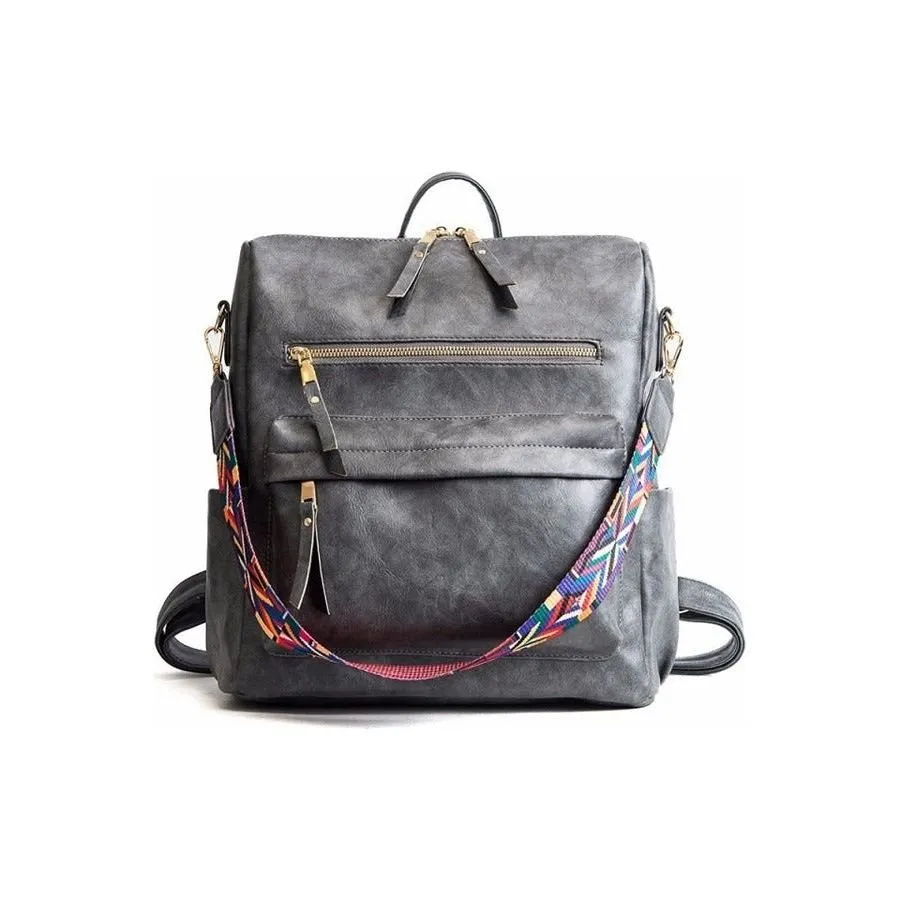 ChicLeather Zipper School Shoulder Backpack