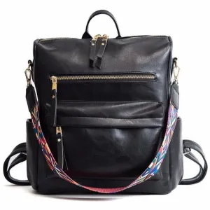 ChicLeather Zipper School Shoulder Backpack