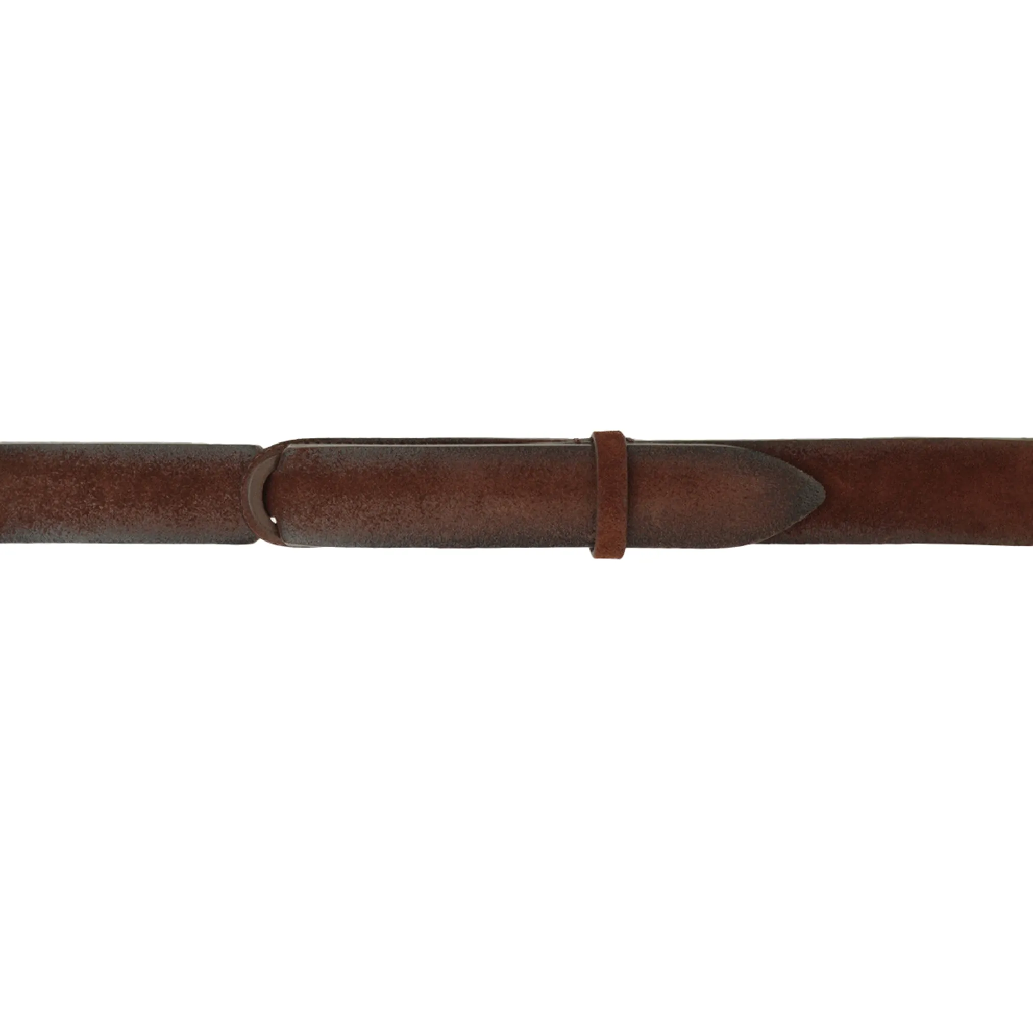 Cloudy Suede No-Buckle Belt in Burnt Brown