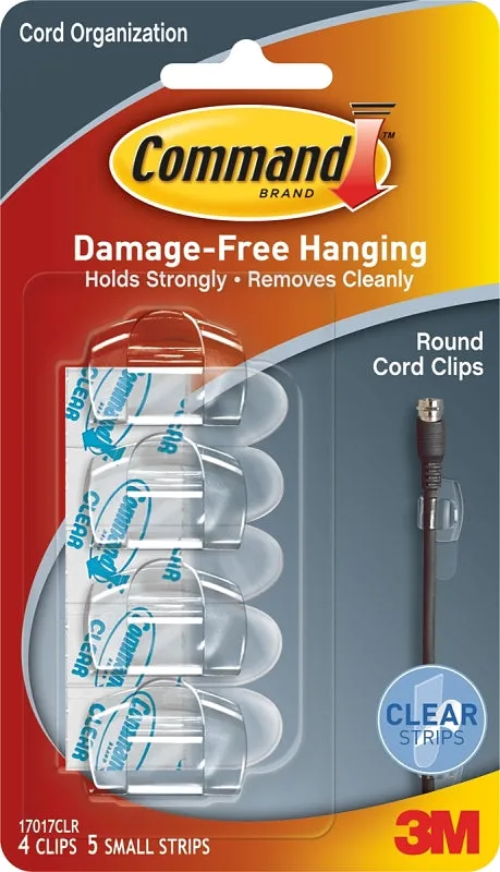 Command 17017CLR Cord Clip, Plastic, Transparent :CD  4: QUANTITY: 4