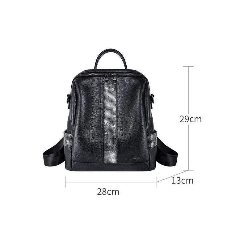 ExoticLuxe Leather Zipper Shoulder Backpack