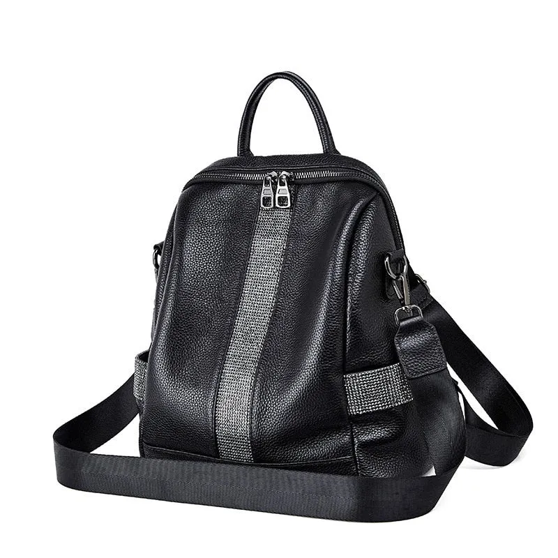 ExoticLuxe Leather Zipper Shoulder Backpack