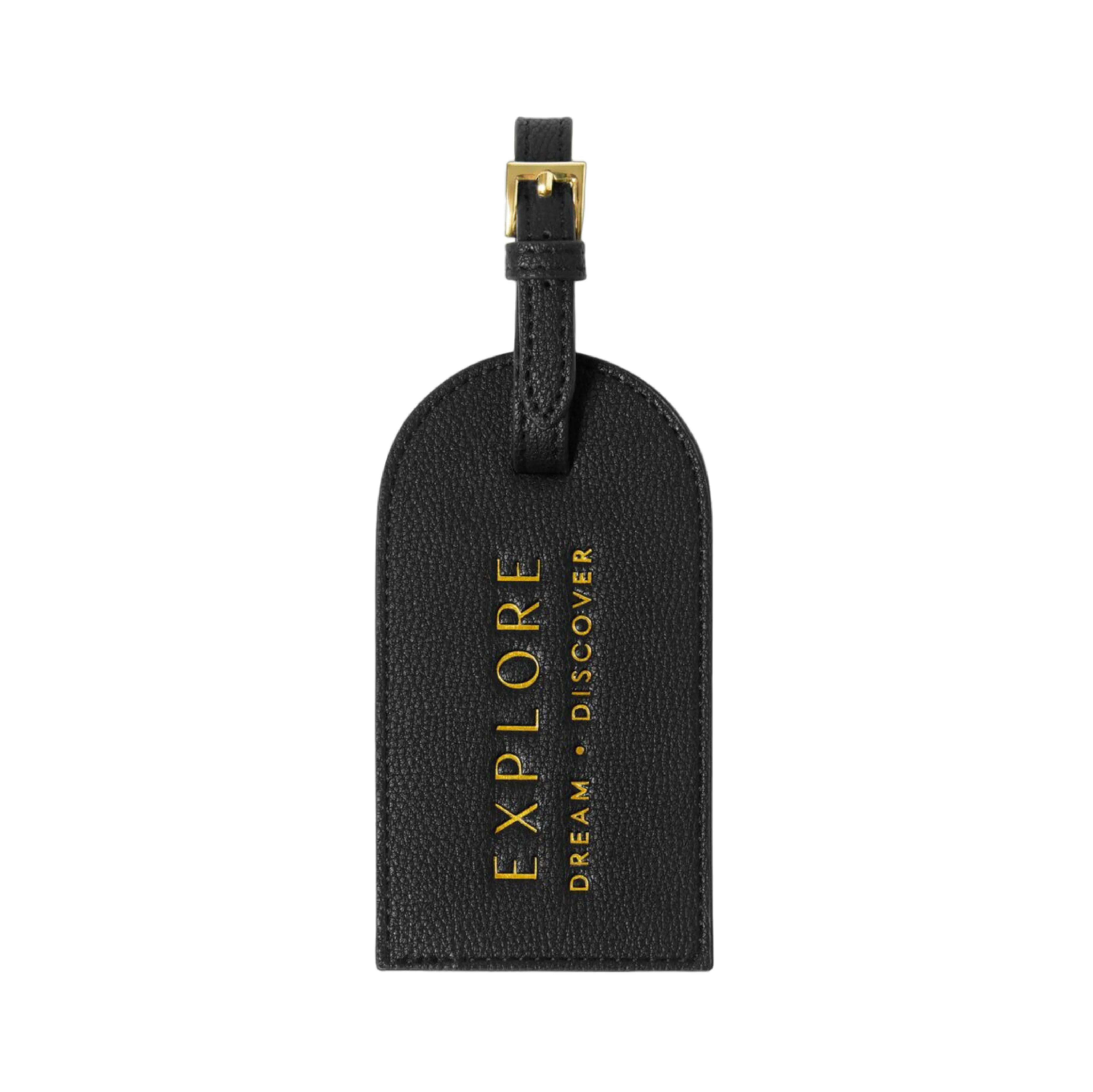 'Explore, Dream, Discover' Sentiment Luggage Tag | Black