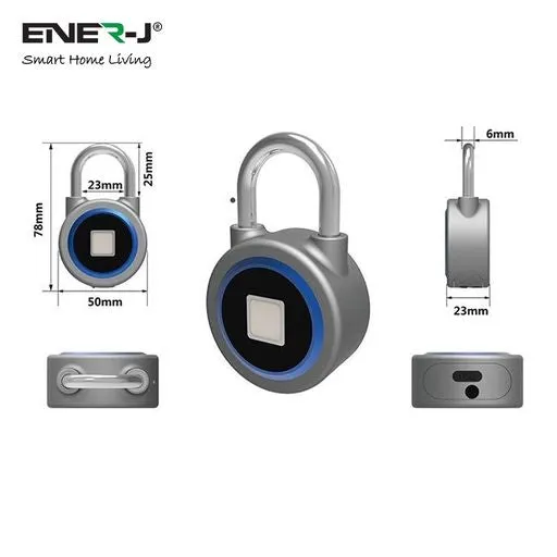 Fingerprint Padlock, Bluetooth Lock, Smart Padlock with Keyless Biometric, IP65 Water Resistant