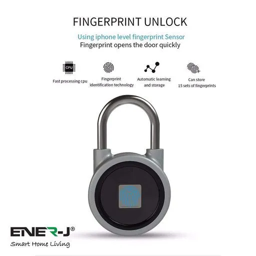 Fingerprint Padlock, Bluetooth Lock, Smart Padlock with Keyless Biometric, IP65 Water Resistant