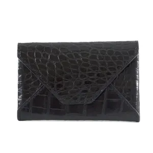 Genuine Alligator Envelope Card Case with Hidden Snap