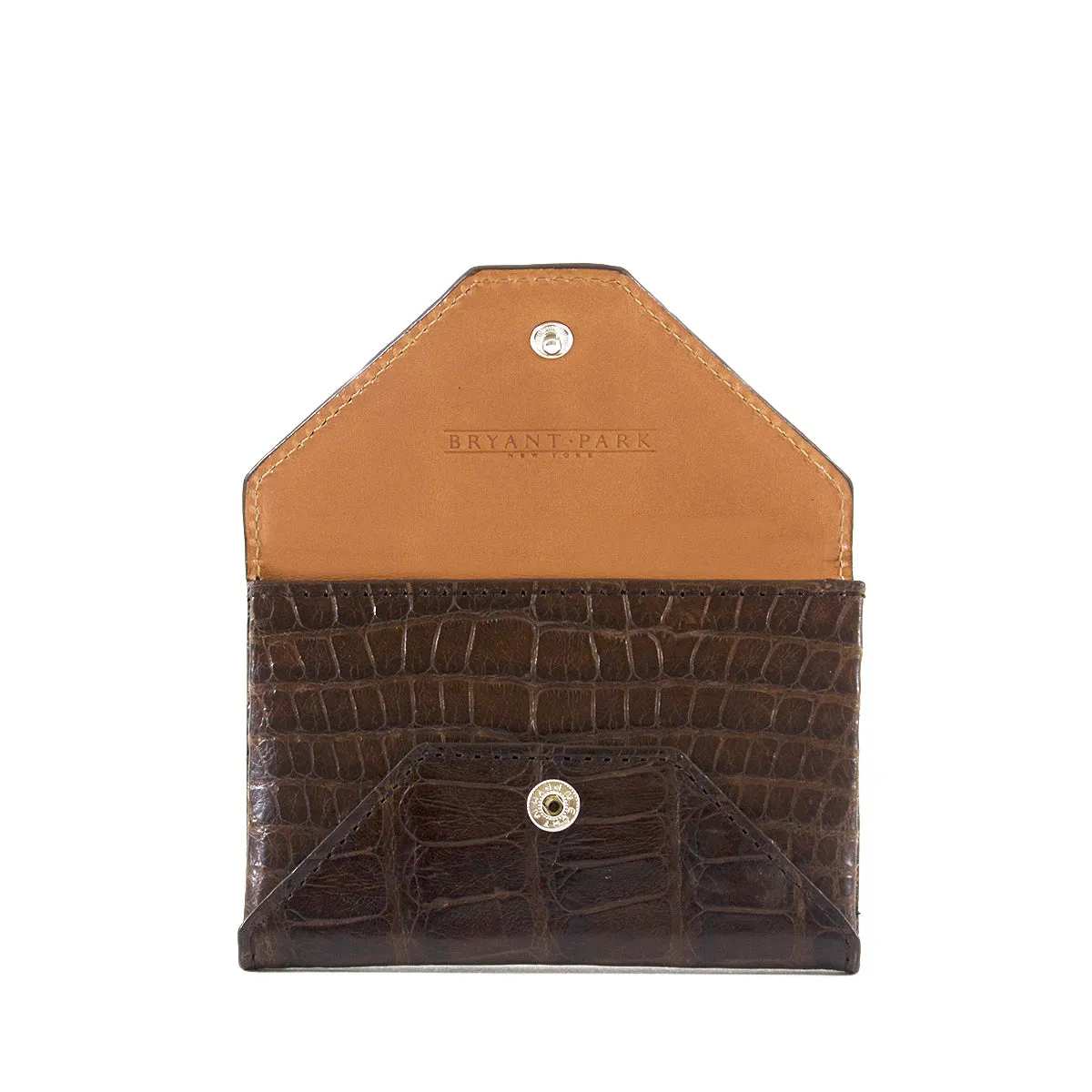 Genuine Alligator Envelope Card Case with Hidden Snap