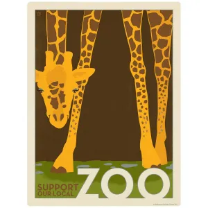 Giraffe Support Our Local Zoo Vinyl Sticker