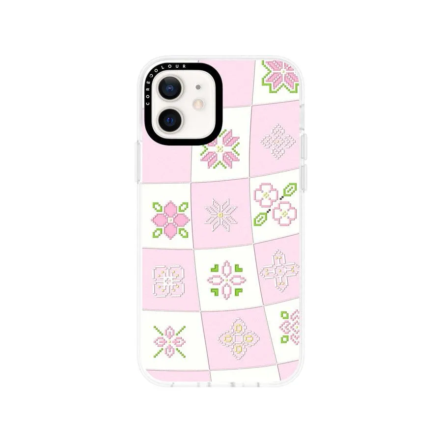 iPhone 12 Cherry Blossom Checker Phone Case MagSafe Compatible