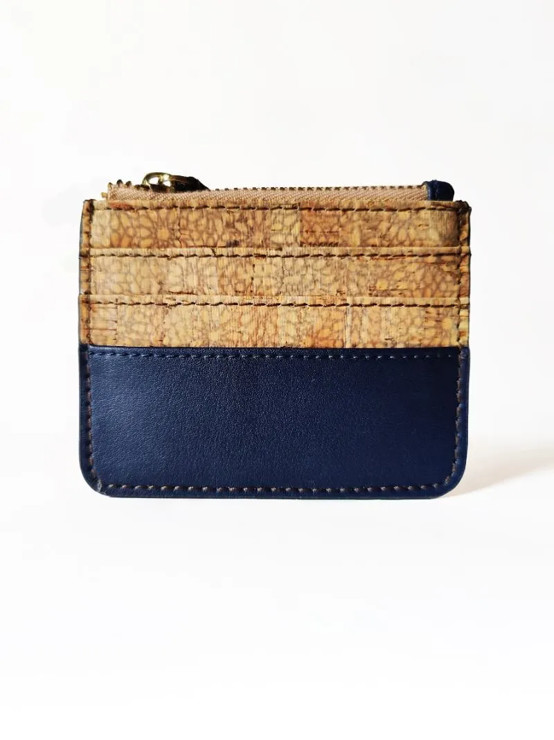 Iris- Apple leather & cork cardholder (Navy Blue)