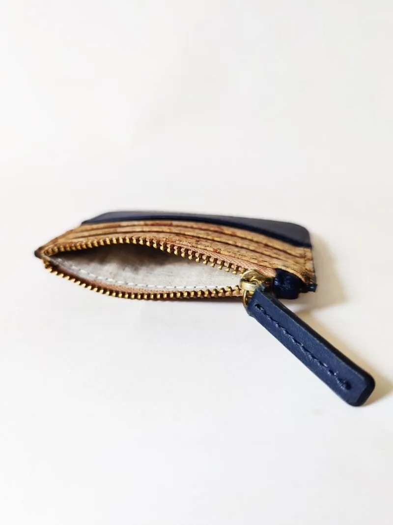 Iris- Apple leather & cork cardholder (Navy Blue)