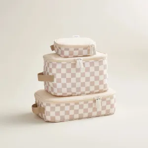 Itzy Ritzy - Taupe Checkerboard Pack Like A Boss™ Packing Cubes