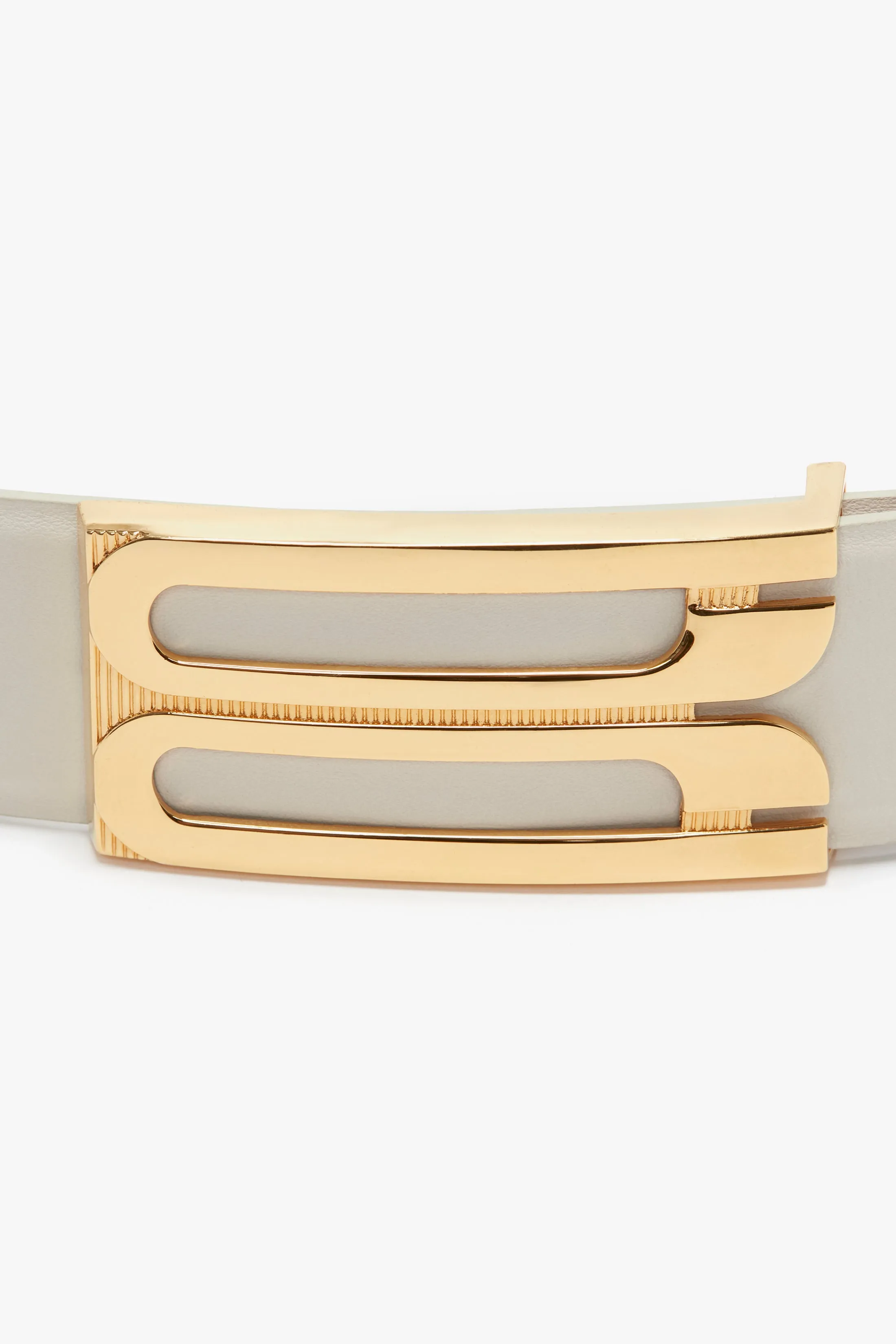 Jumbo Frame Belt In Latte Leather