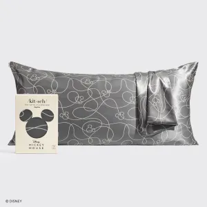 Kitsch & Mickey and Minnie Satin Pillowcase King Mickey Maze - Charcoal