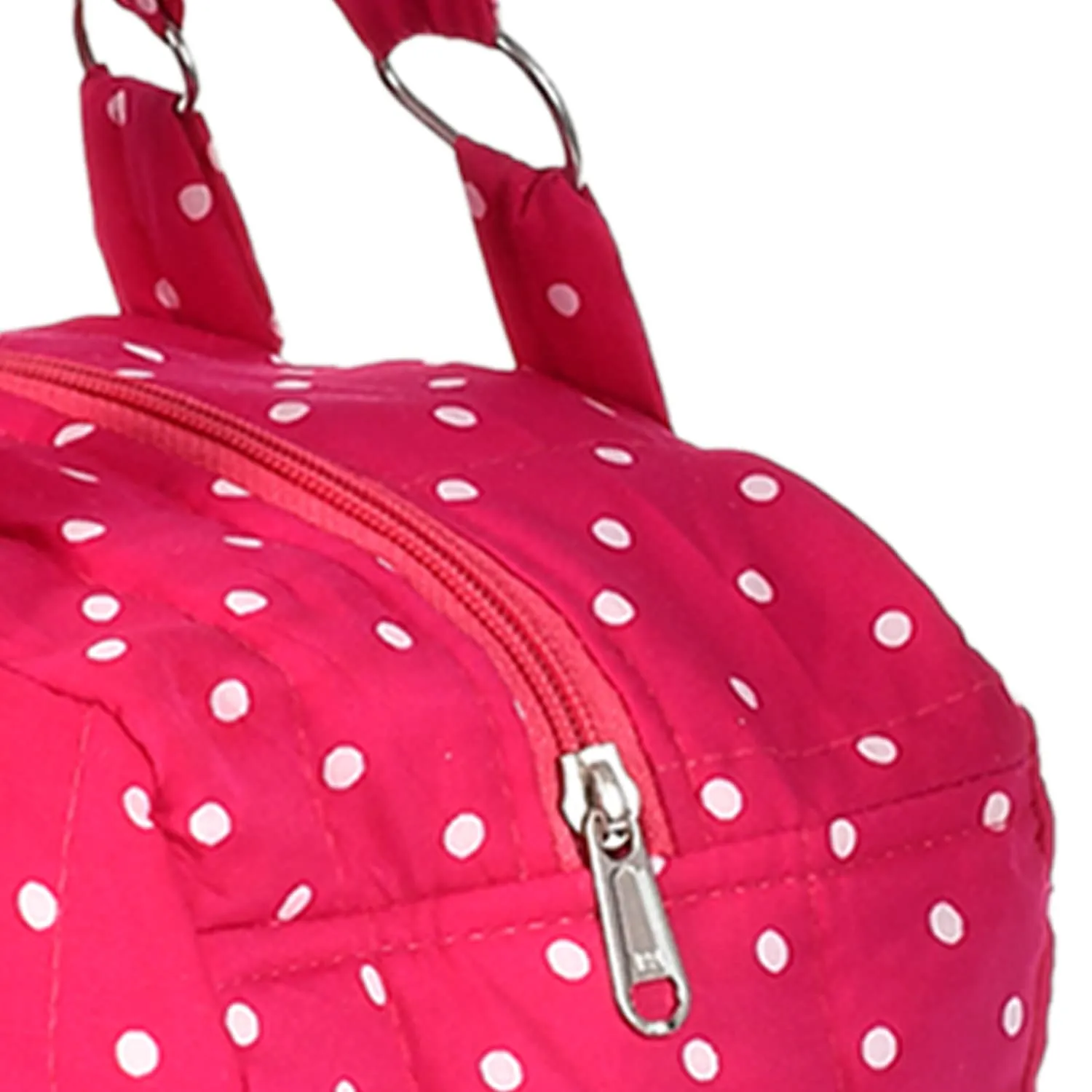 Kuber Industries Dot Printed Multiuses Hand Bag: Tote Bag: Travel Toiletry Bag for Women/Girls (Pink)-50KM01143