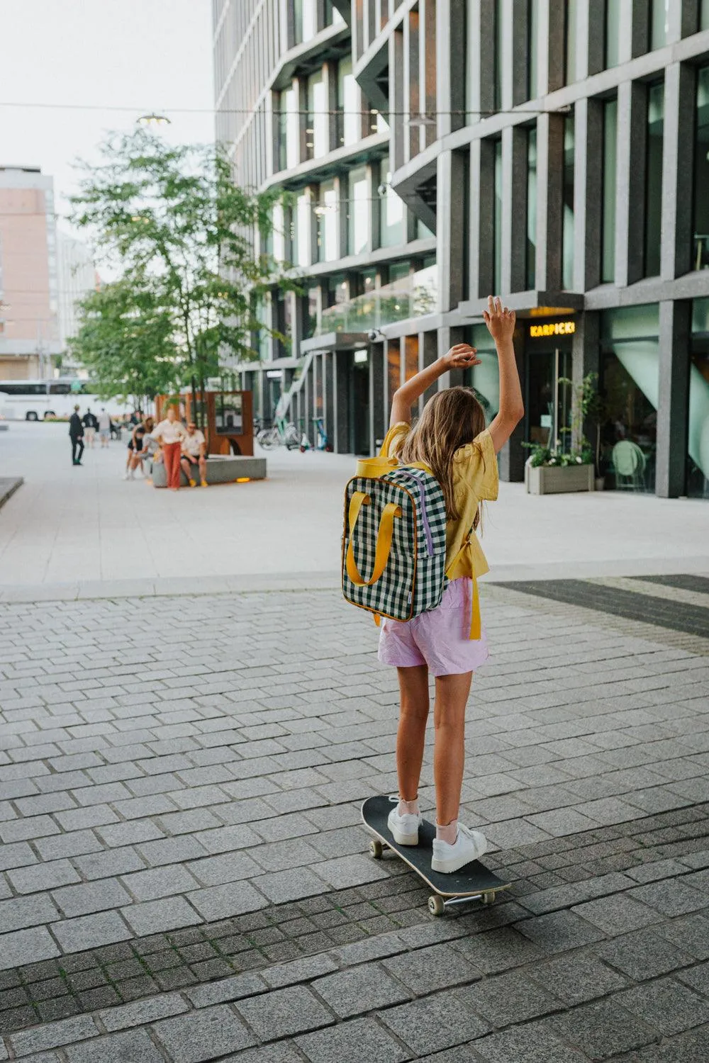 Large Backpack | Gingham | Green Grass