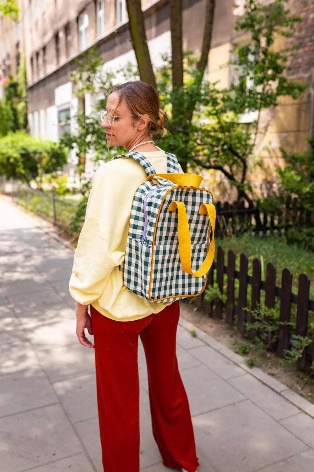 Large Backpack | Gingham | Green Grass