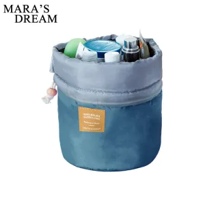 Maras Dream Barrel Shaped Travel Cosmetic Bag Nylon High Capacity Drawstring Elegant Drum Wash Bags Makeup Organizer Storage Bag