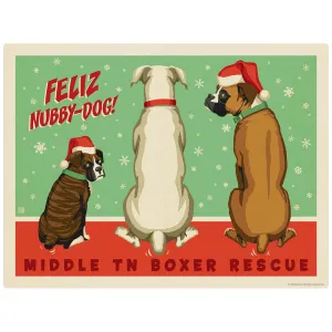 Middle TN Boxer Rescue Feliz Nubby-Dog Holiday Vinyl Sticker