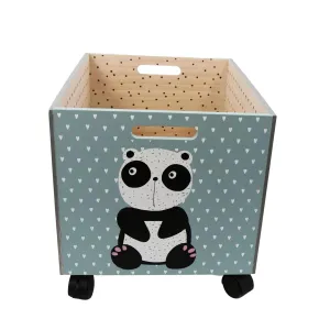 Panda Design Kids Wooden Storage Chest On Wheels