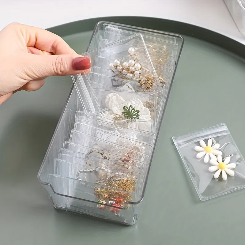 Portable Jewelry Storage Bags for 20 Pieces with Transparent Design