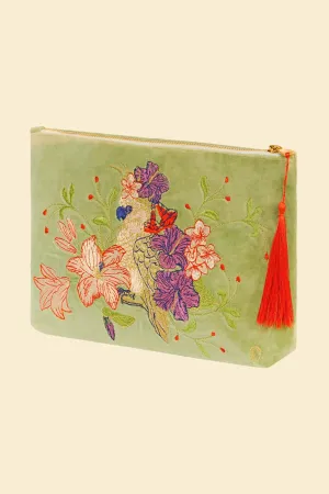 Powder Design inc - Velvet Zip Pouch - Cockatoo in Sage