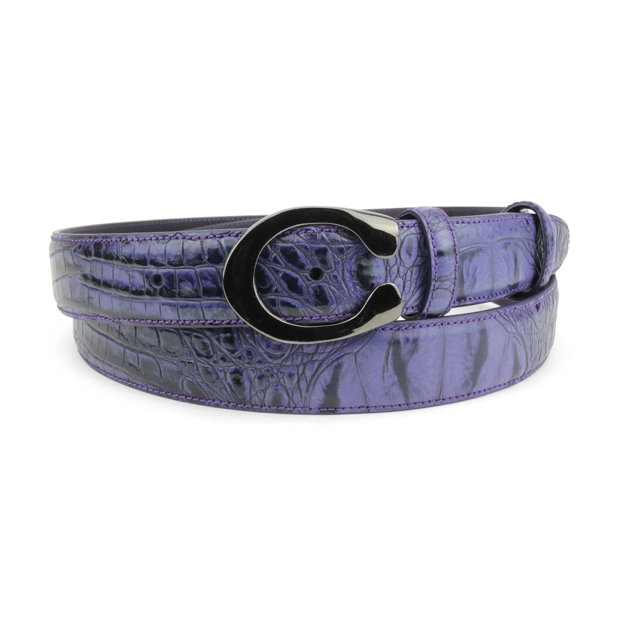 Purple Narrow Mock Caiman C Belt