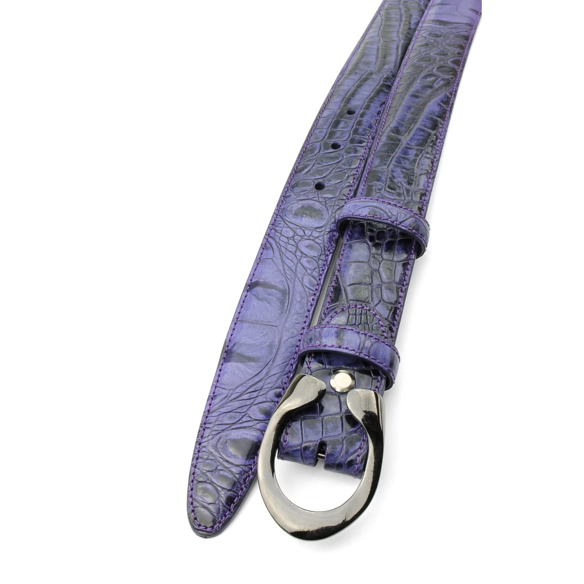 Purple Narrow Mock Caiman C Belt