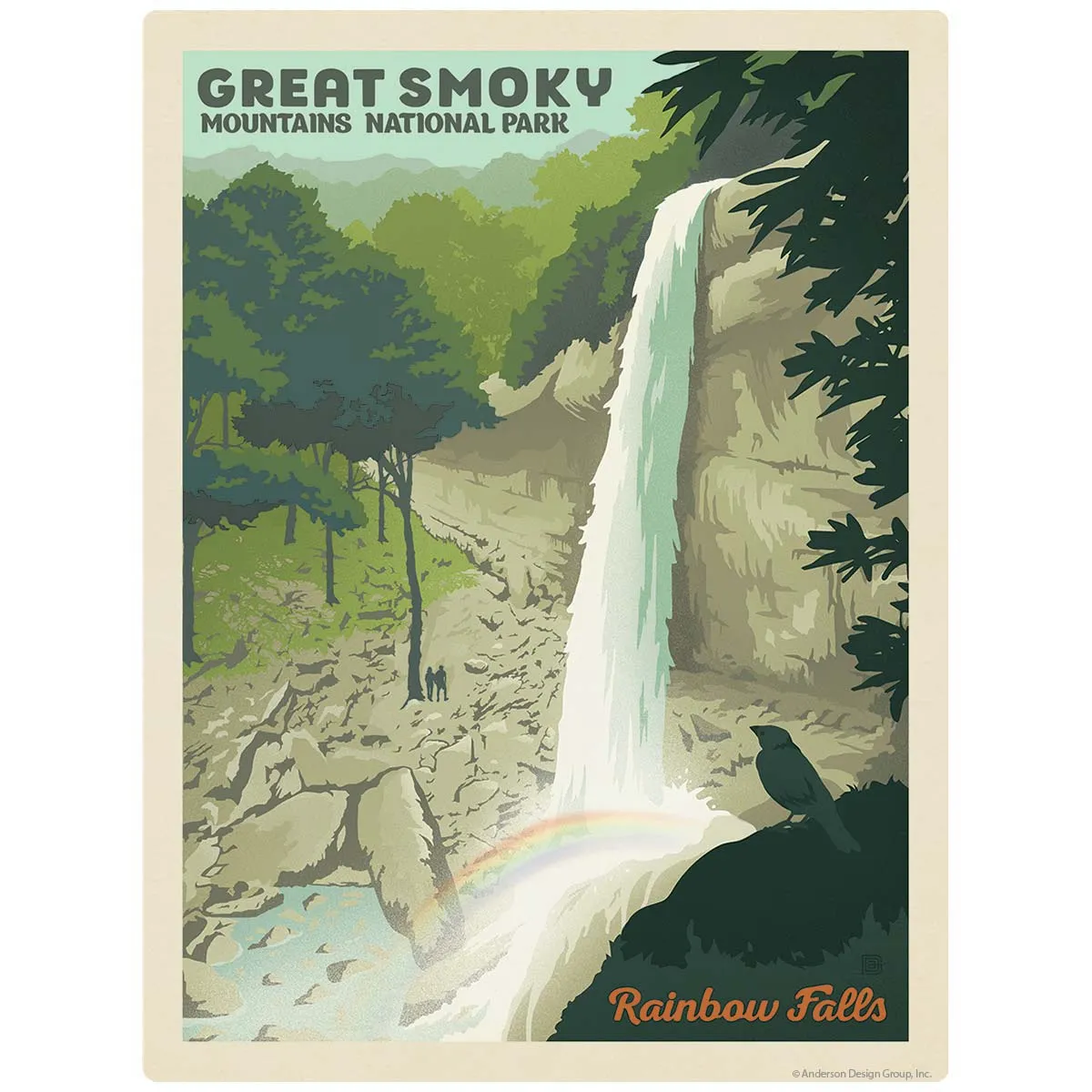 Rainbow Falls Vinyl Sticker Smoky Mtns National Park