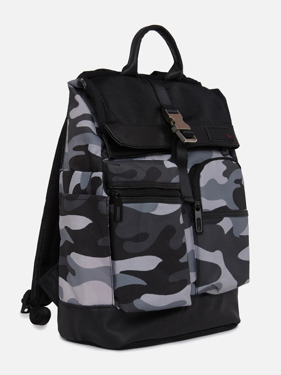 Spykar Grey Camouflage Casual Traveler Backpacks