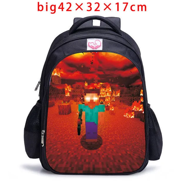 Teenager MineCraft Cartoon Backpack Boy Cartoon School Bags Hot Primary Backpack School Bags for Boys and Girl Mochila Sac A Dos