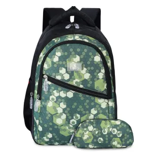 THE CLOWNFISH Brainbox Series Printed Polyester 30 L Standard Backpack With Pencil/Staionery Pouch School Bag Front Cross Zip Pocket Daypack Picnic Bag For Boys & Girls, Age 8-10 Years (Forest Green)