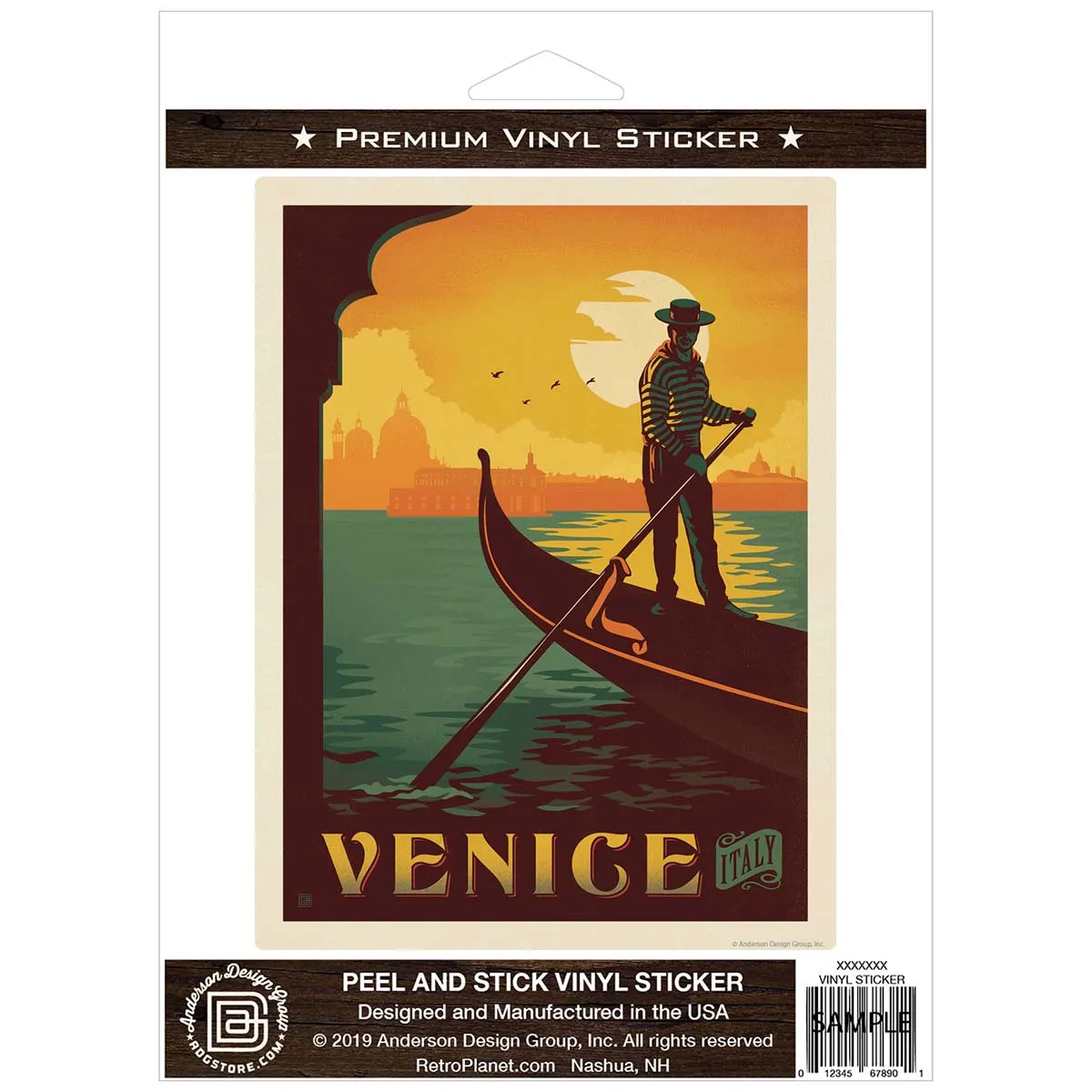 Venice Italy Canal Gondolier Vinyl Sticker